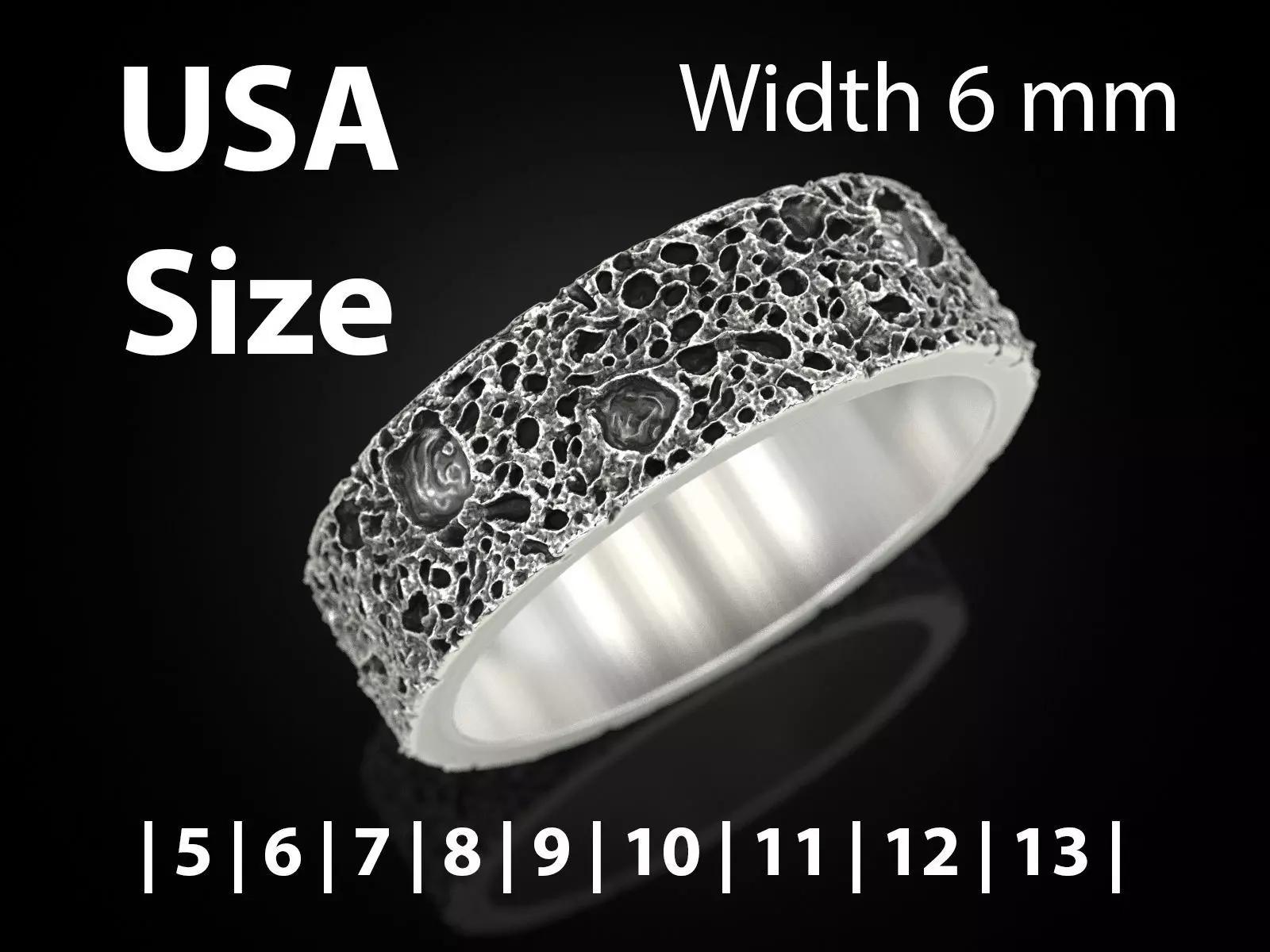 Moon craters ring 3D print model_0