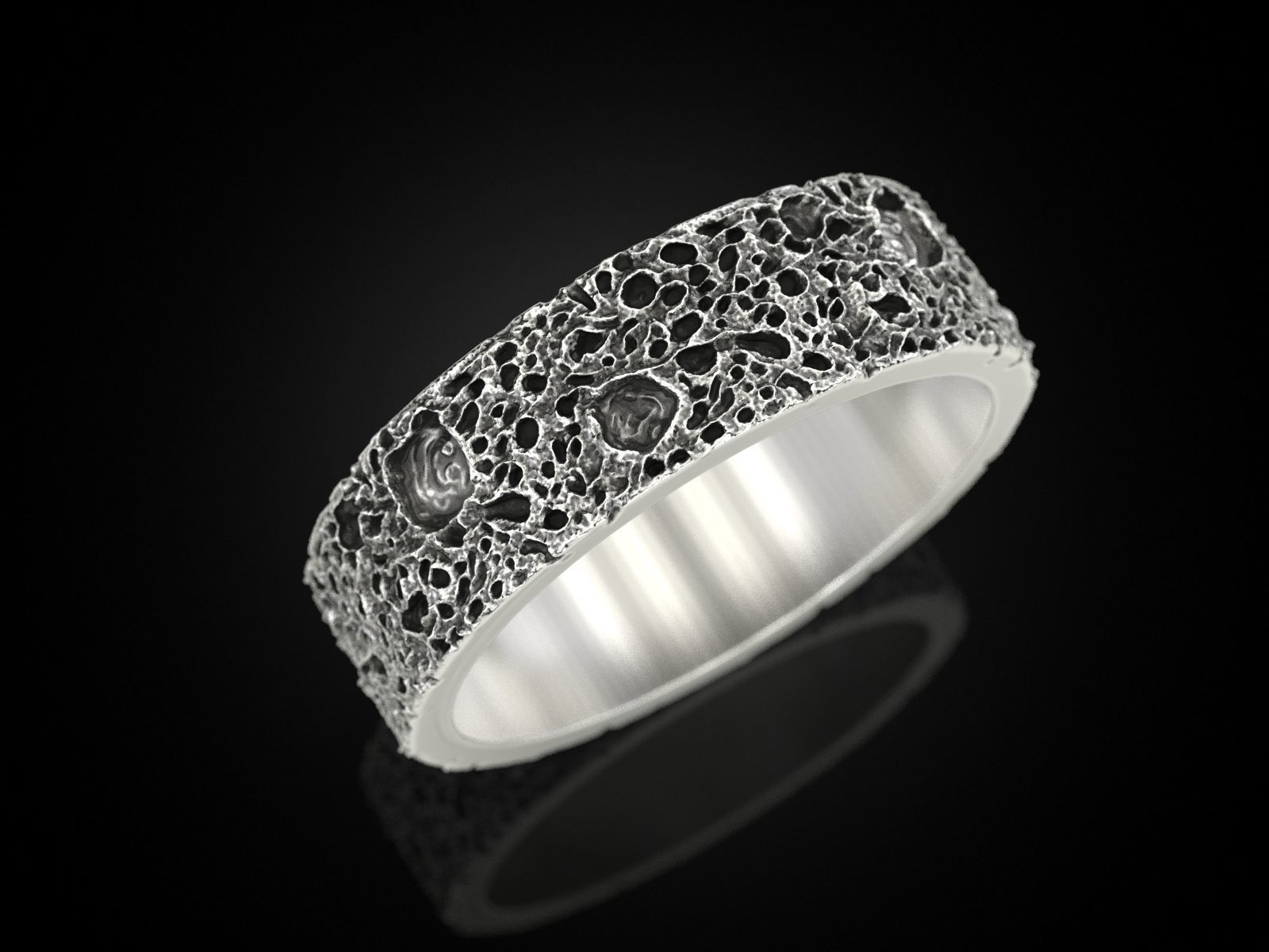 Moon craters ring 3D print model_1