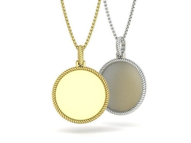 Memory Pendant 25mm Round Pendant Rope design  3D print model