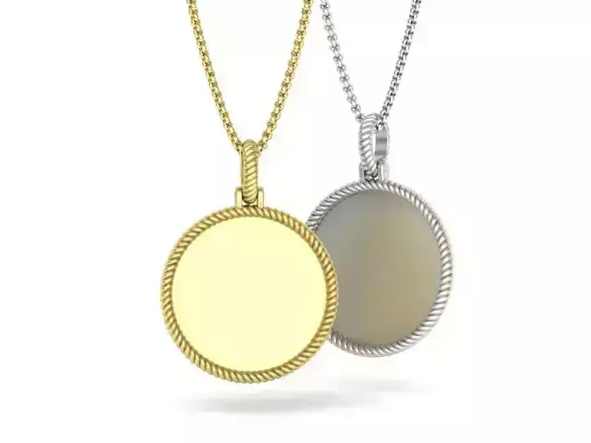 Memory Pendant 25mm Round Pendant Rope design  3D print model