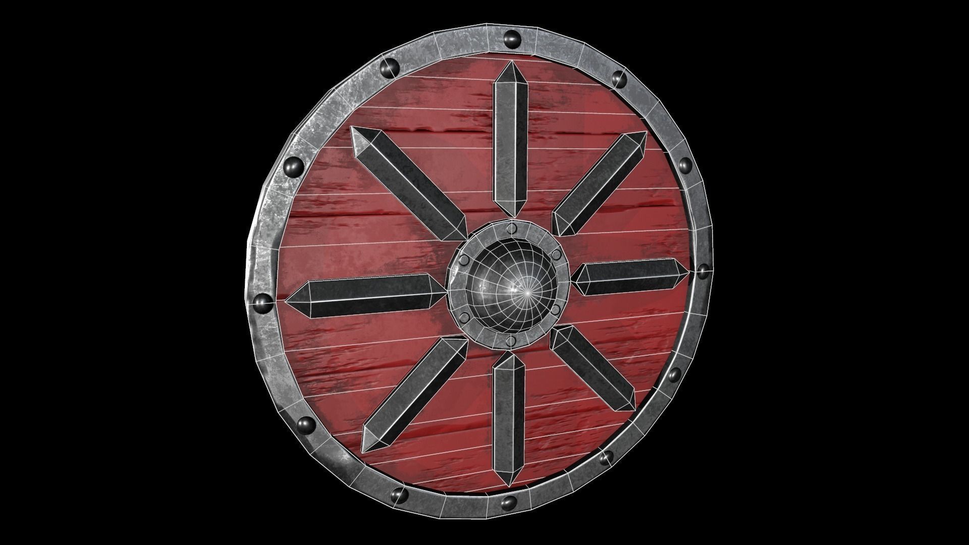 war shield Low-poly 3D model_4