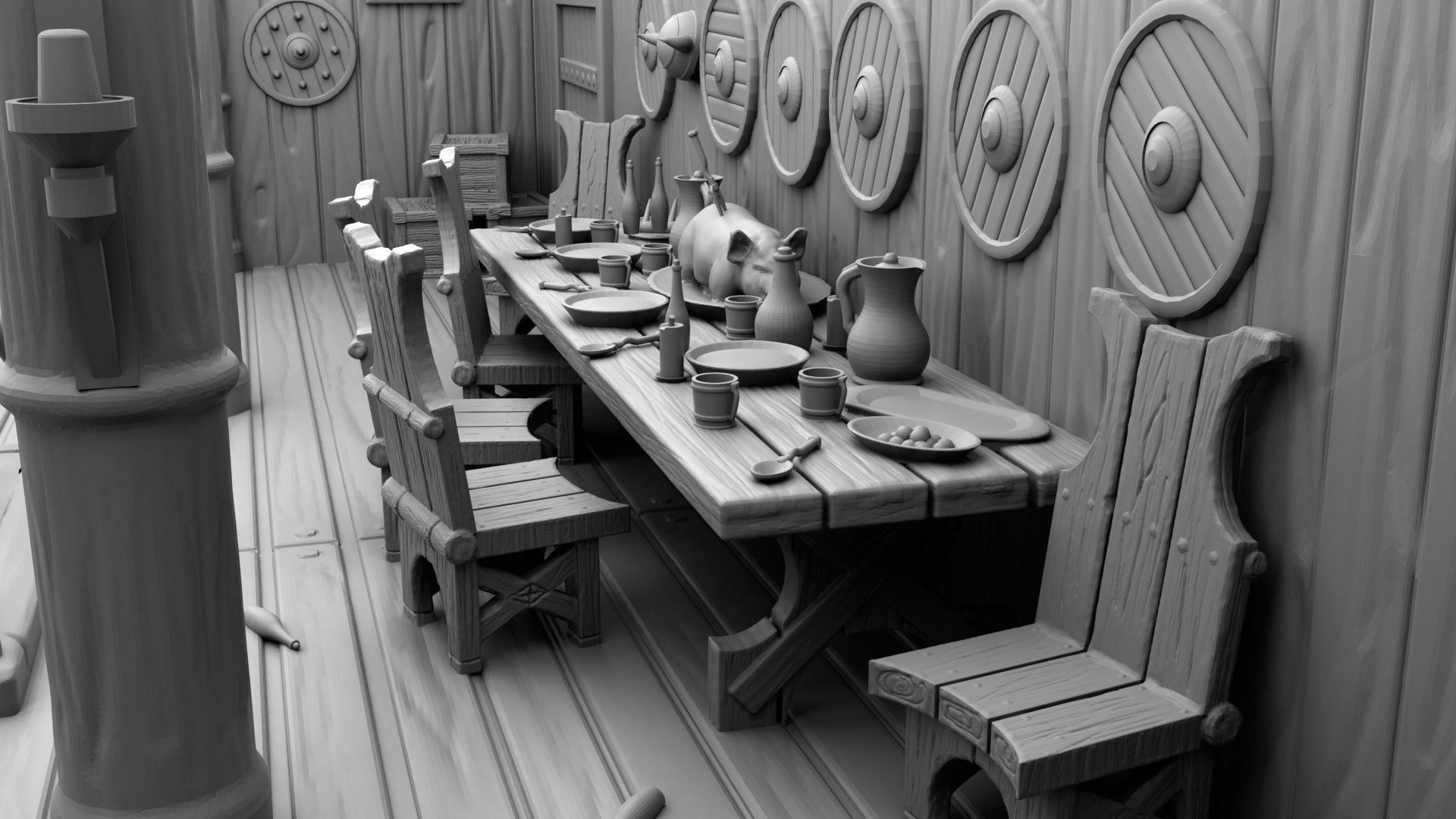 Detailing vikings house 3D print model_10