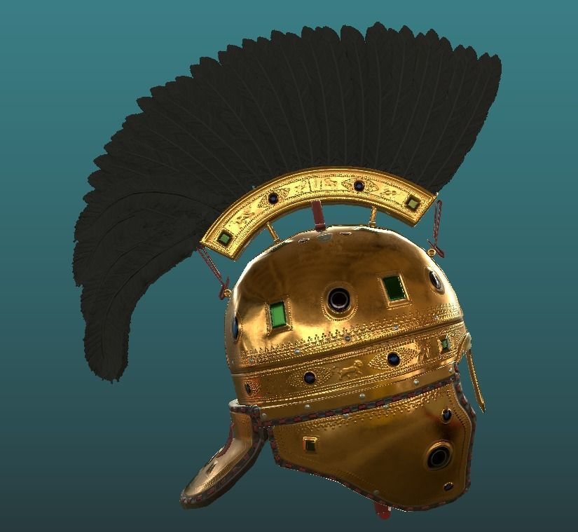 Highly Detailed Late Roman Feather Crested Budapest Helmet