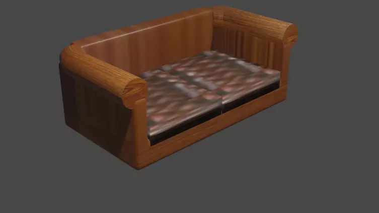 shofa wooden couch Free low-poly 3D model