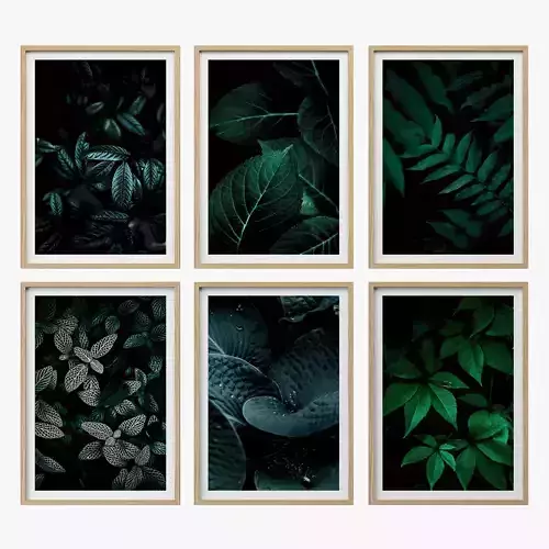 JUNIQE Dark leaves poster