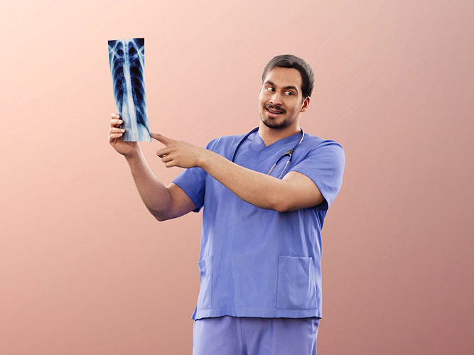 Sahir 11027 - Medical Doctor standing paramedic x-ray 3D model