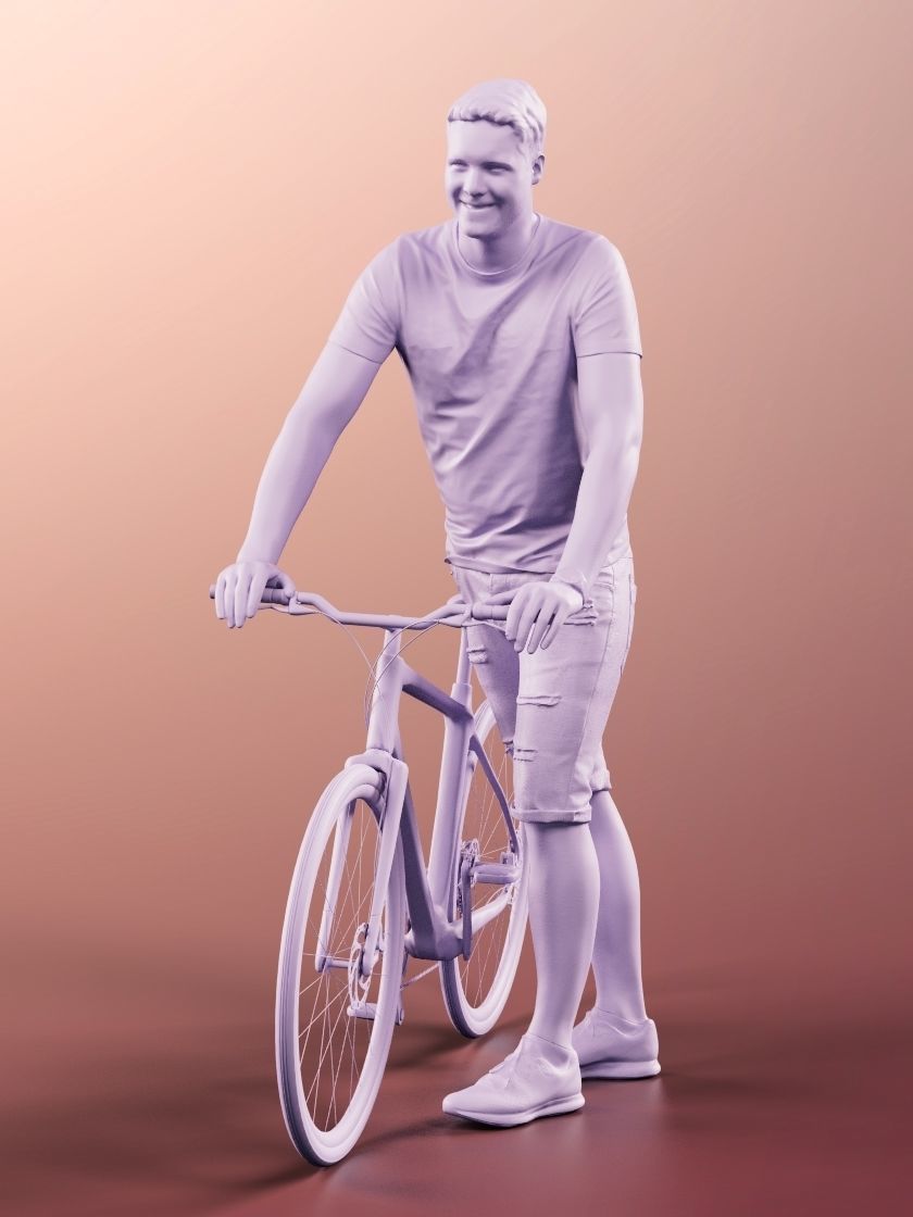 Liam 11116 - Casual Man with bike red t-shirt 3D model_5