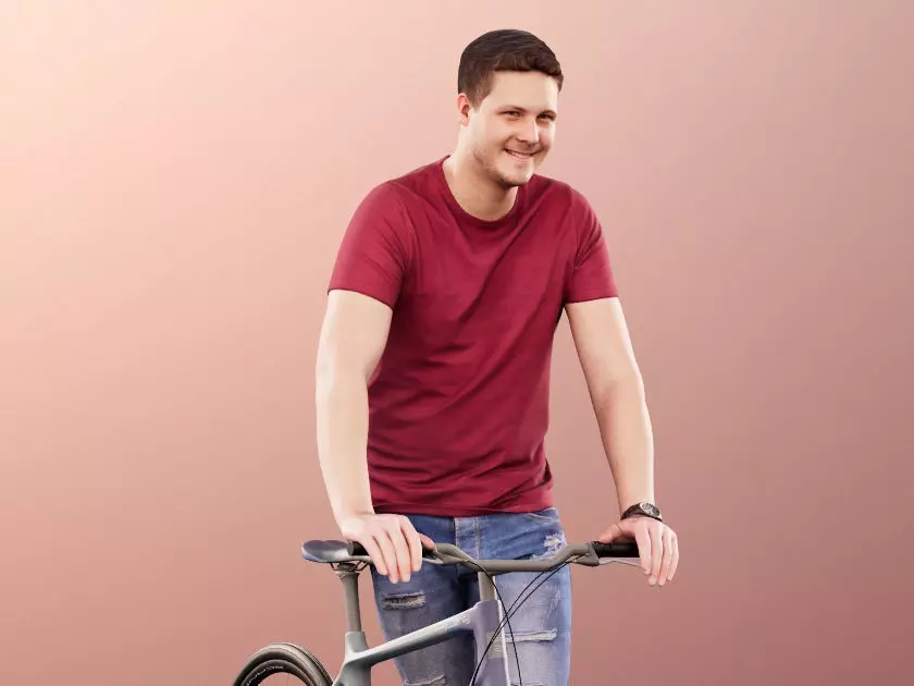 Liam 11116 - Casual Man with bike red t-shirt 3D model_0