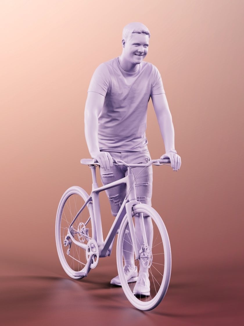 Liam 11116 - Casual Man with bike red t-shirt 3D model_4