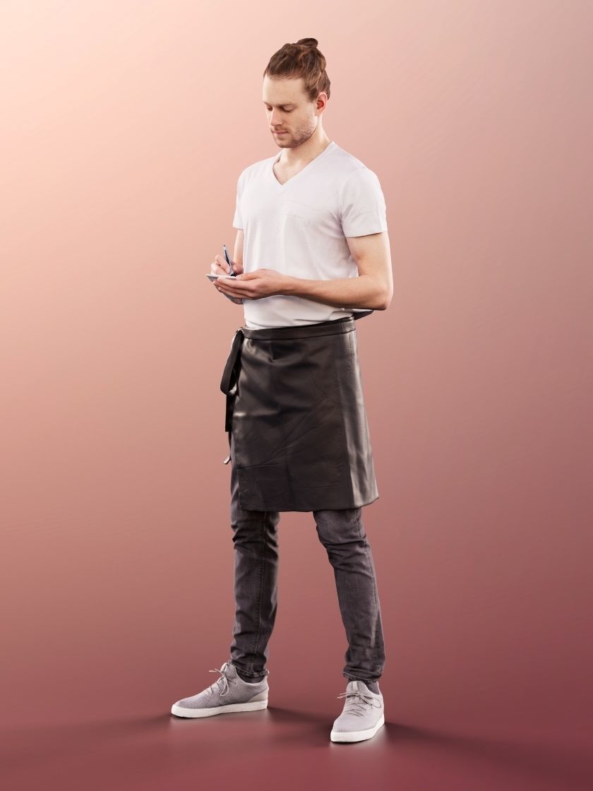 Milo 11236 - Man Bartender hipster taking order 3D model_3