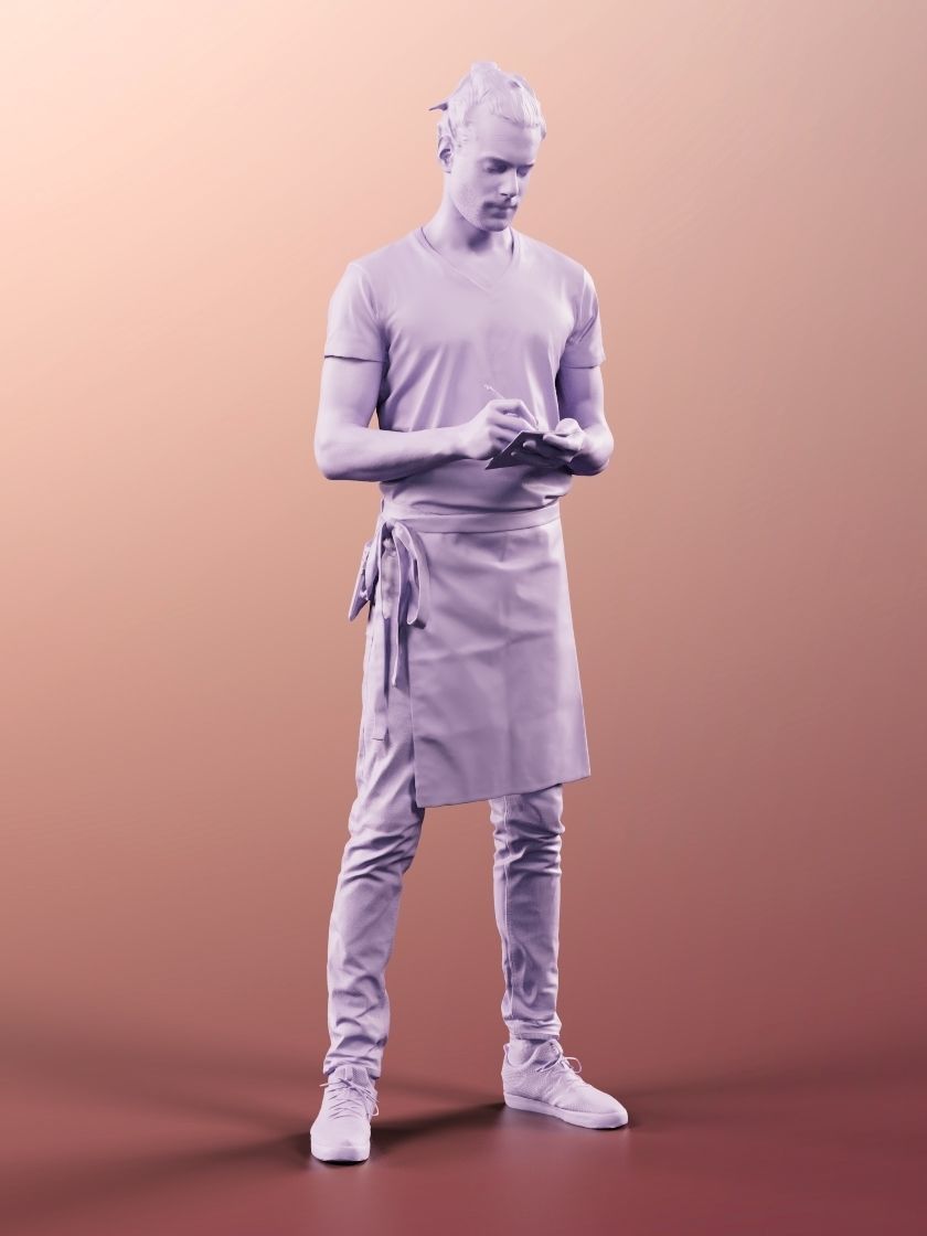 Milo 11236 - Man Bartender hipster taking order 3D model_4