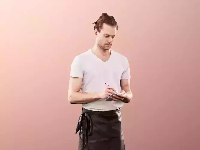 Milo 11236 - Man Bartender hipster taking order 3D model