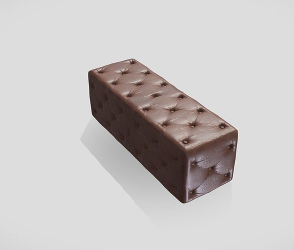 Vintage style tufted bench in brown leather 3D model