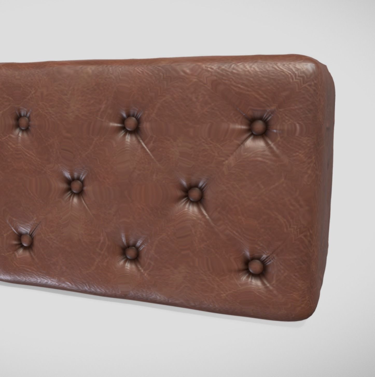 Vintage style tufted bench in brown leather 3D model_4