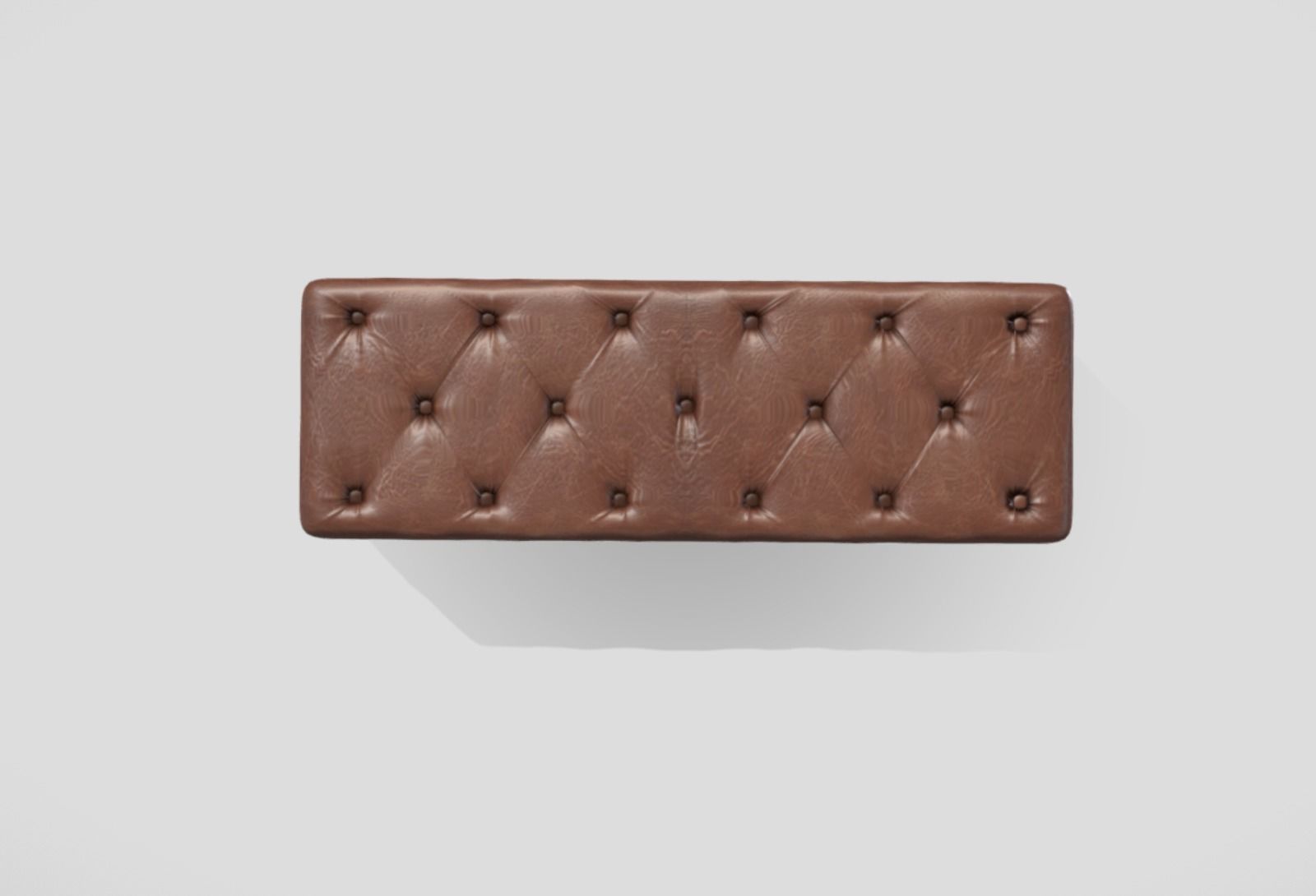Vintage style tufted bench in brown leather 3D model_3