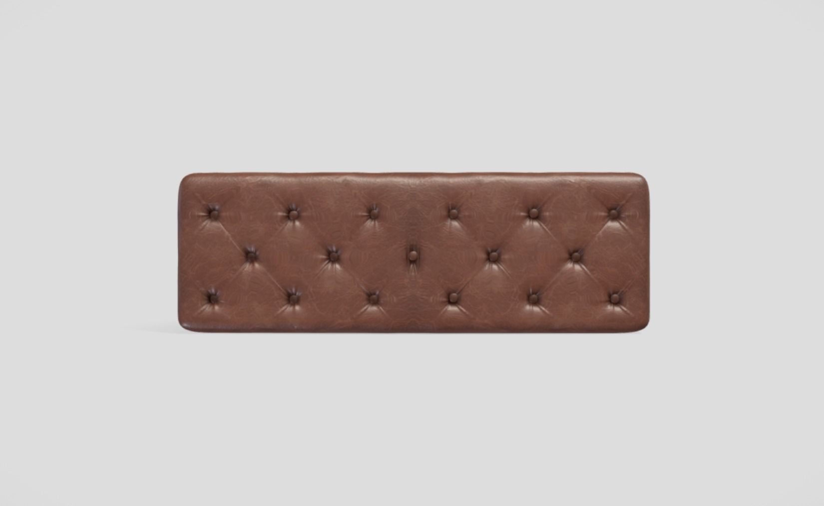 Vintage style tufted bench in brown leather 3D model_2