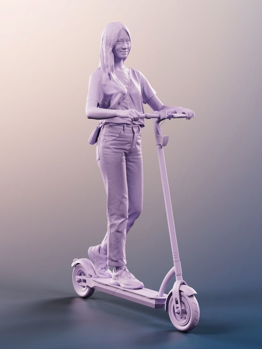 Francine 11290 - Casual Woman Riding Scooter 3D model_5