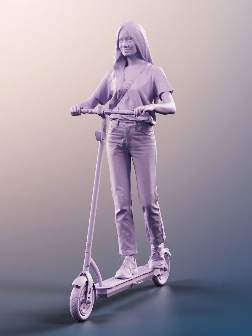 Francine 11290 - Casual Woman Riding Scooter 3D model_4