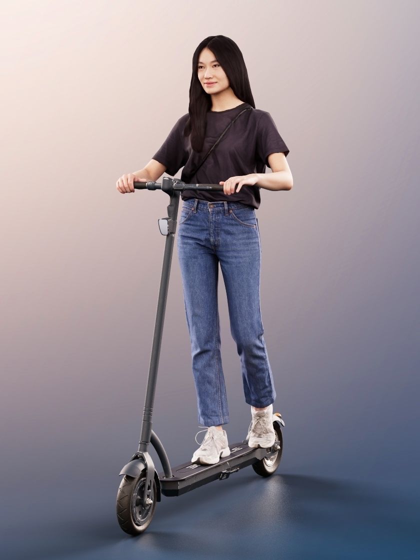 Francine 11290 - Casual Woman Riding Scooter 3D model_2