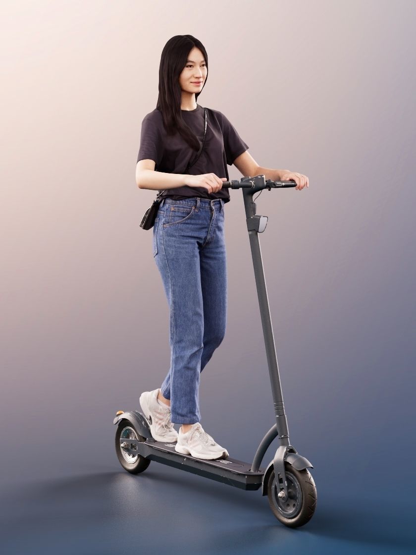 Francine 11290 - Casual Woman Riding Scooter 3D model_3