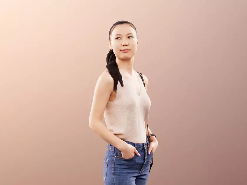 Anita 11344 - Summer Girl Waiting With Hands In Her Pockets 3D model