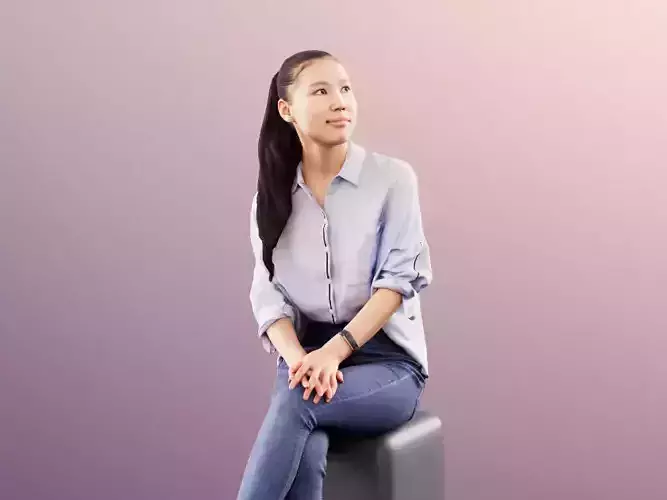 Anita 11348 - Asian Woman Sitting Casual Shopping 