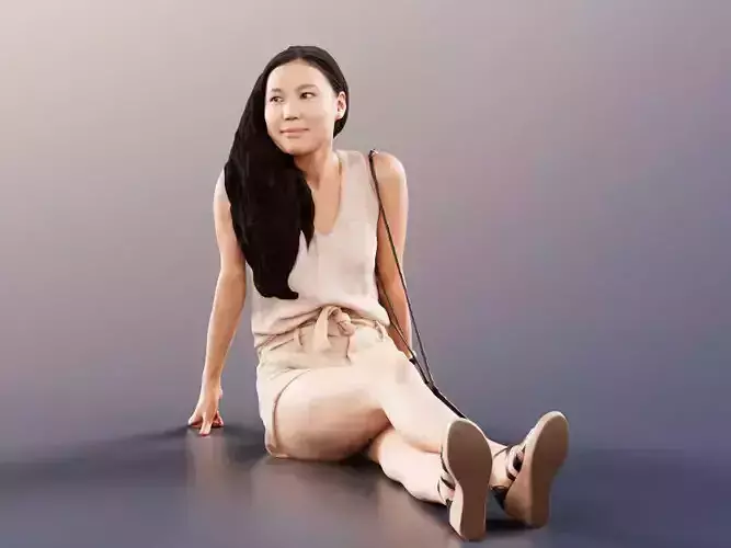 Anita 11351 - Asian Woman Sitting Casual Shopping 