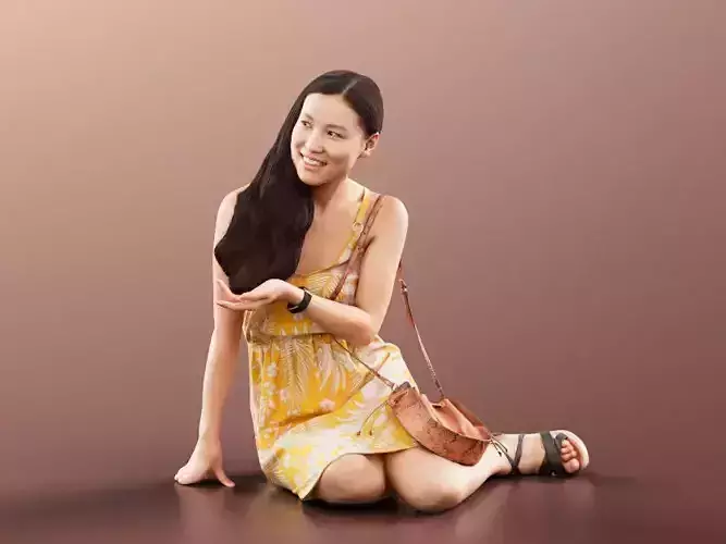 Anita 11355 - Asian Woman Dress Sitting