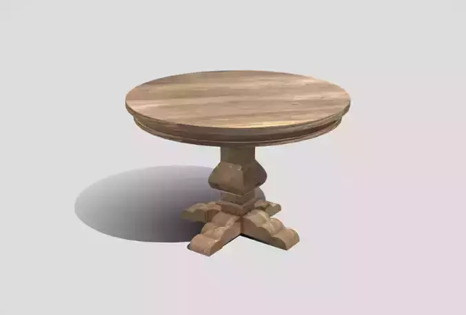 Rustic style round dining table in wood