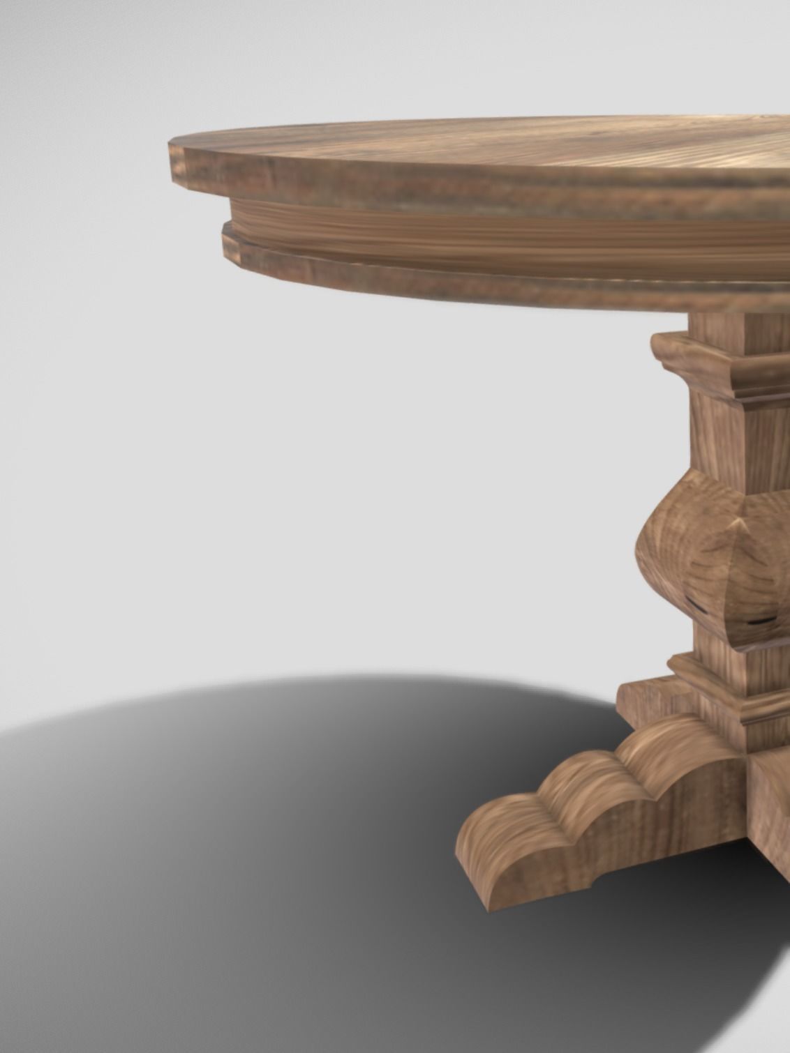 Rustic style round dining table in wood 3D model_4