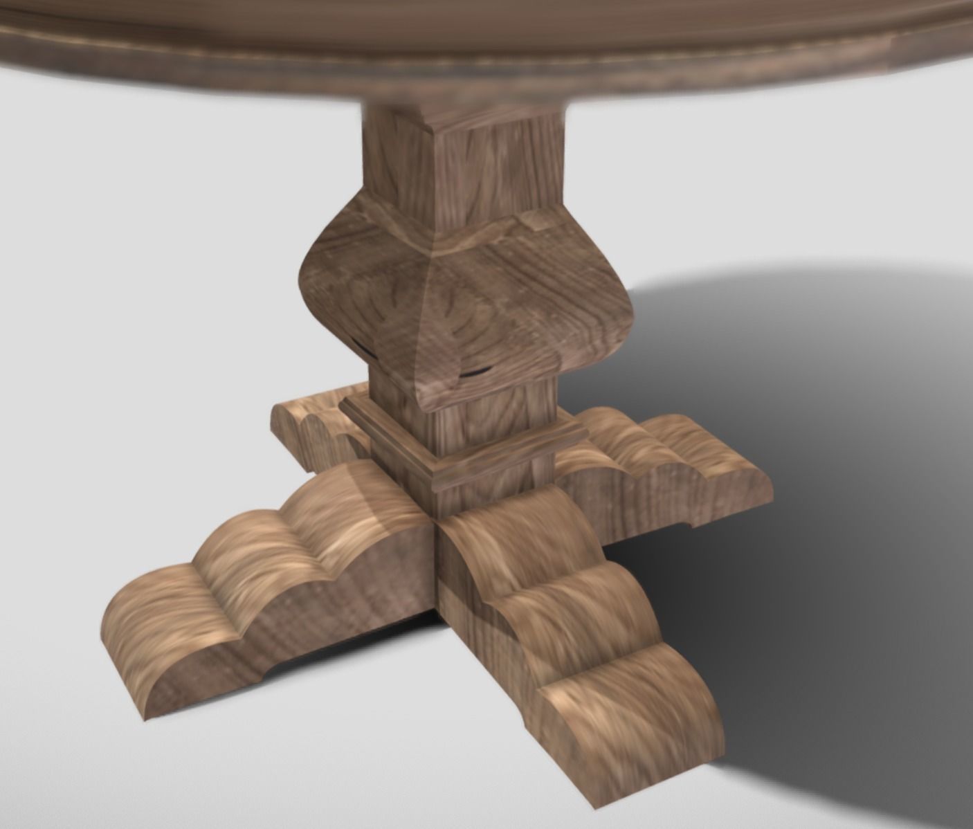 Rustic style round dining table in wood 3D model_5