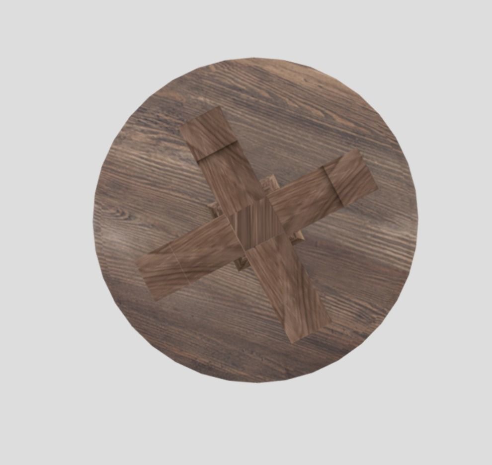Rustic style round dining table in wood 3D model_6