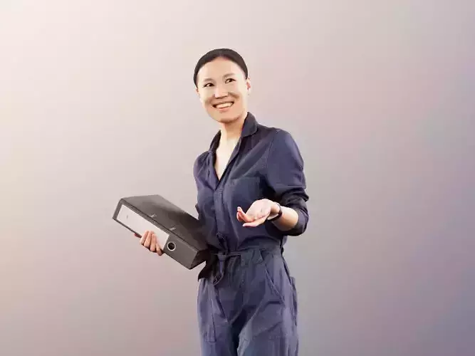 Anita 11357 - Asian Woman In Jumpsuit Holding Folder