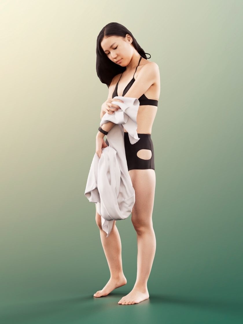 Anita 11366 - Asian Woman In Bikini With Towel 3D model_3