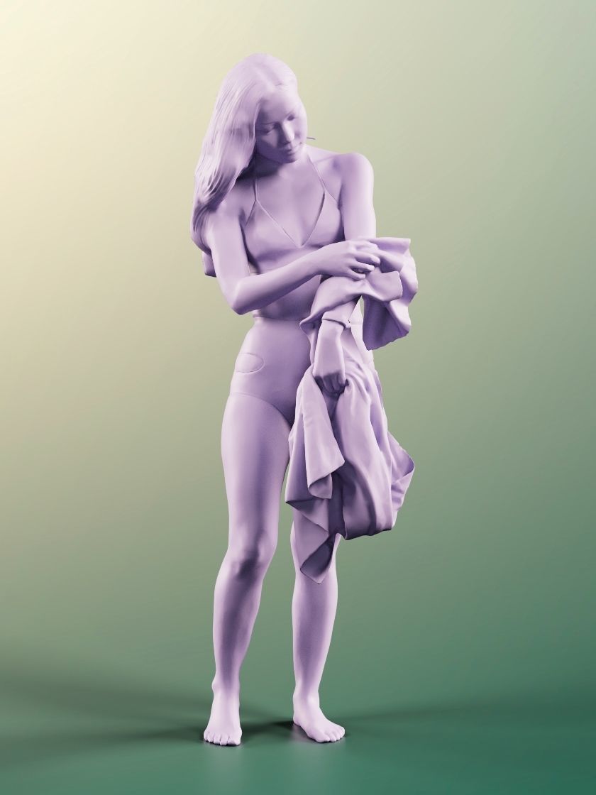 Anita 11366 - Asian Woman In Bikini With Towel 3D model_4