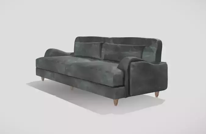 Classic style sofa fully upholstered in a petrolium grey 