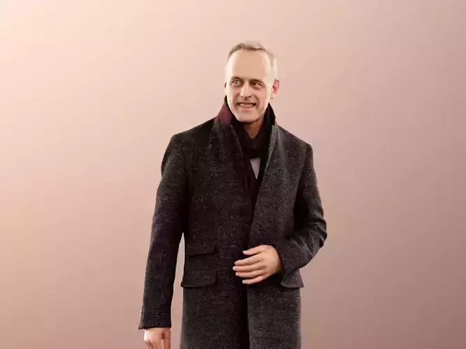 Jason 11382 - Smiling Man in Coat with Scarf 3D model