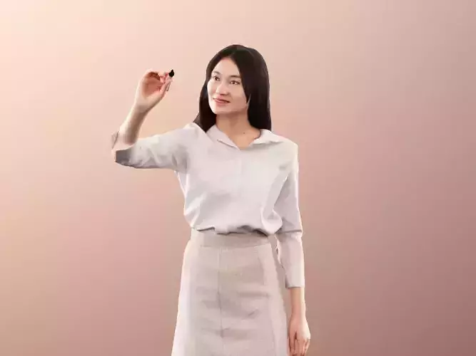 Francine 11399 - Asian Woman Standing Writing On Whiteboard