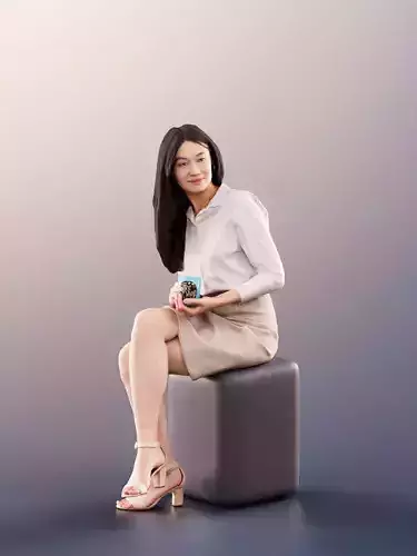 Francine 11404 - Classy Sitting Woman Holding Coffee Mug