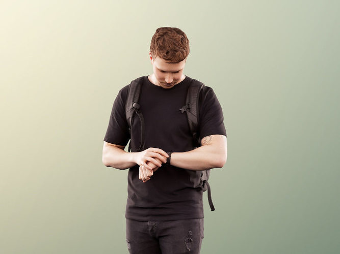 Jimmy 11417 - Casual Man With Bag Checking His Watch 3D model