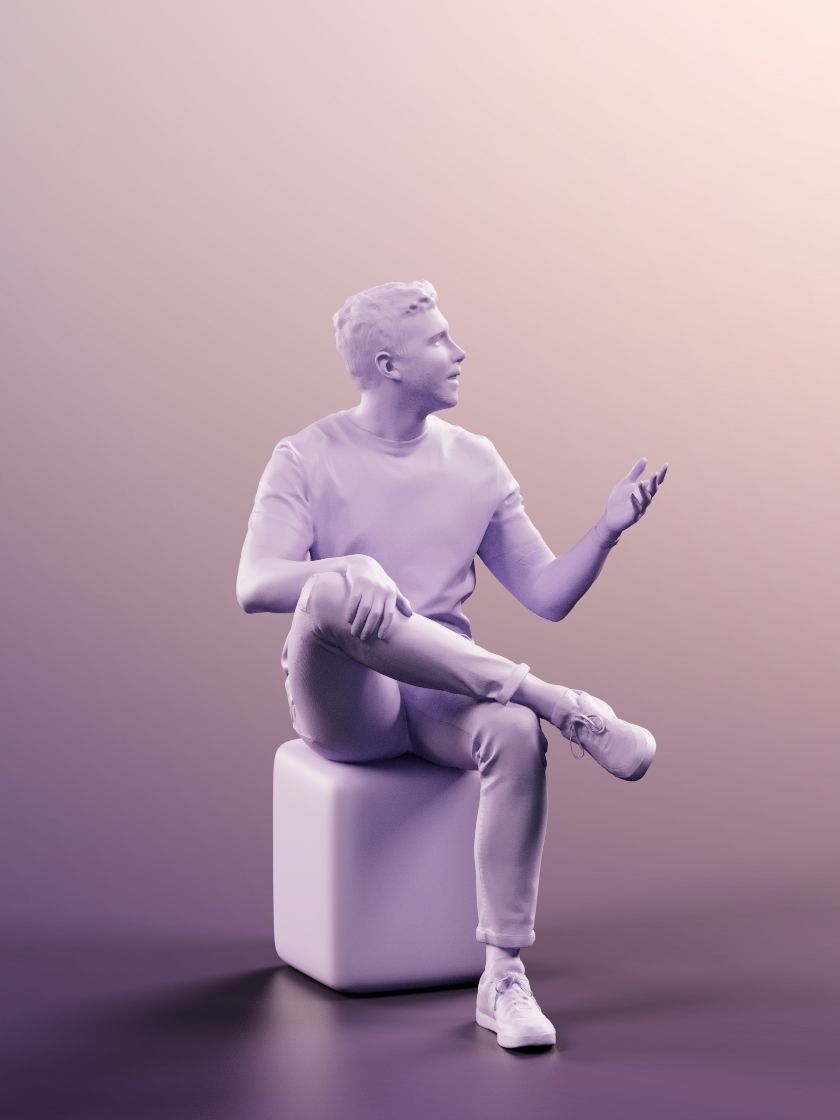 Jimmy 11419 - Casual Sitting Guy with Black Outfit Talking  3D model_4