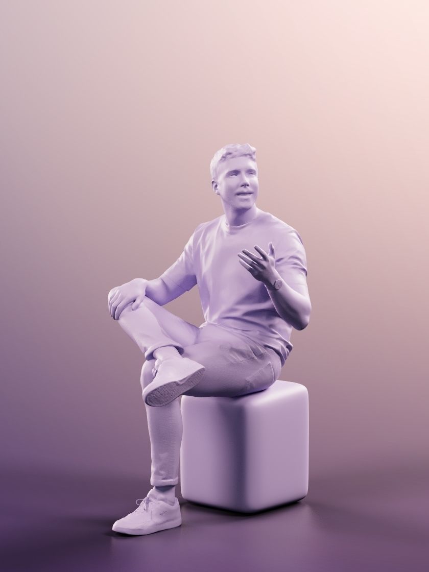 Jimmy 11419 - Casual Sitting Guy with Black Outfit Talking  3D model_3