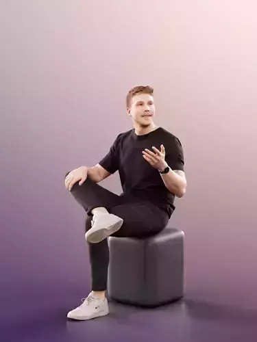 Jimmy 11419 - Casual Sitting Guy with Black Outfit Talking 