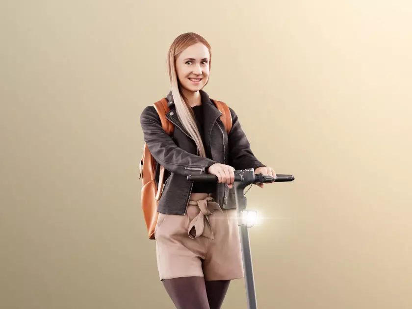 Celine 11433 - Casual Woman Riding Scooter With Bag 3D model