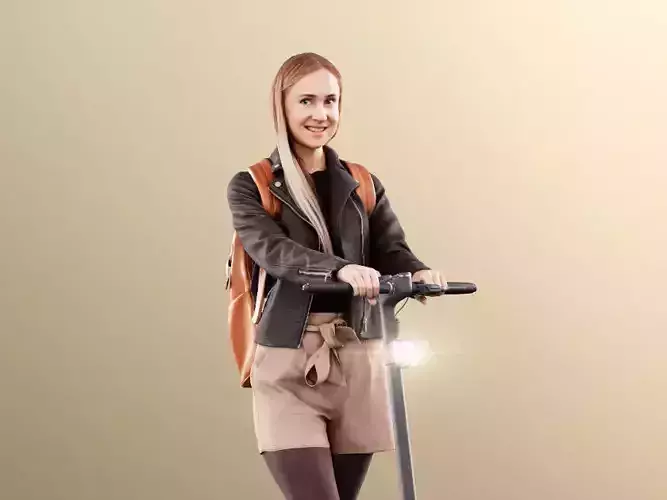 Celine 11433 - Casual Woman Riding Scooter With Bag