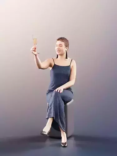 Alexa 11512 - Sitting Young Woman At Event With Champagne Glass