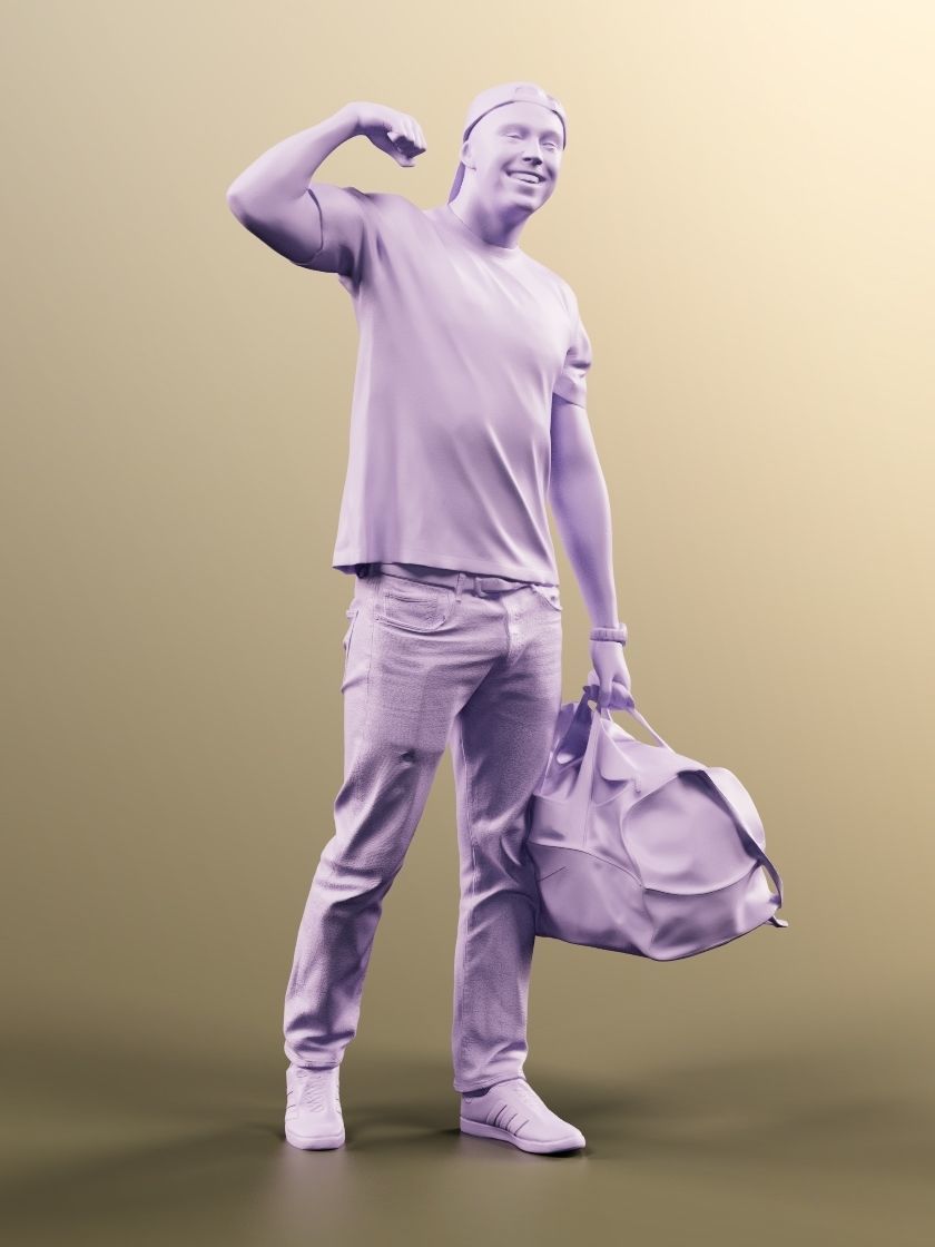 Nick 11552 - Young Man With Sports Bag Flexing His Biceps 3D model_5