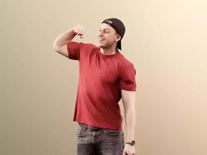 Nick 11552 - Young Man With Sports Bag Flexing His Biceps