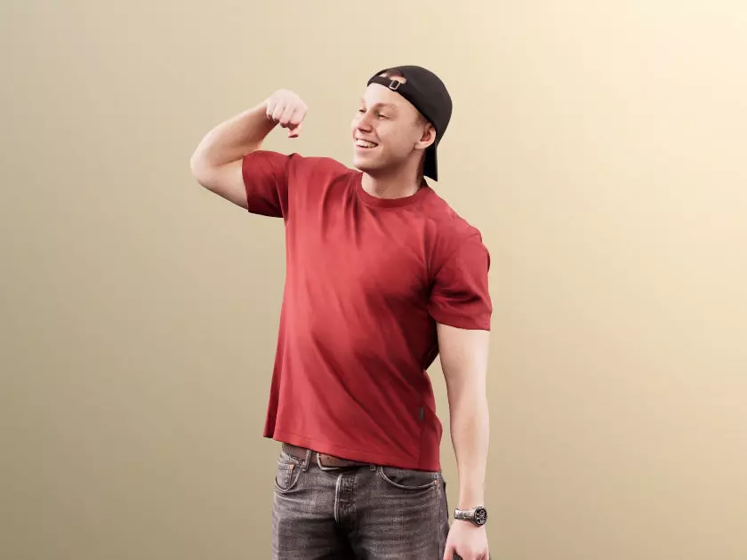 Nick 11552 - Young Man With Sports Bag Flexing His Biceps 3D model_0