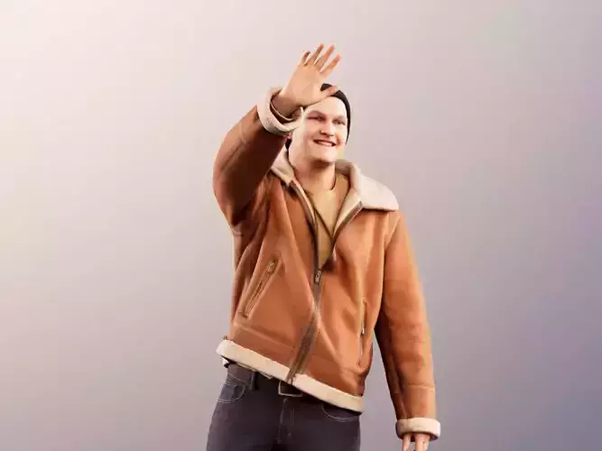 Jeremy 11574 - Smiling Casual Man Walking And Waving 